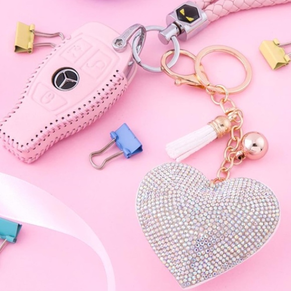 Aurora borealis Heart purse/bag charm Keychain - Picture 5 of 6